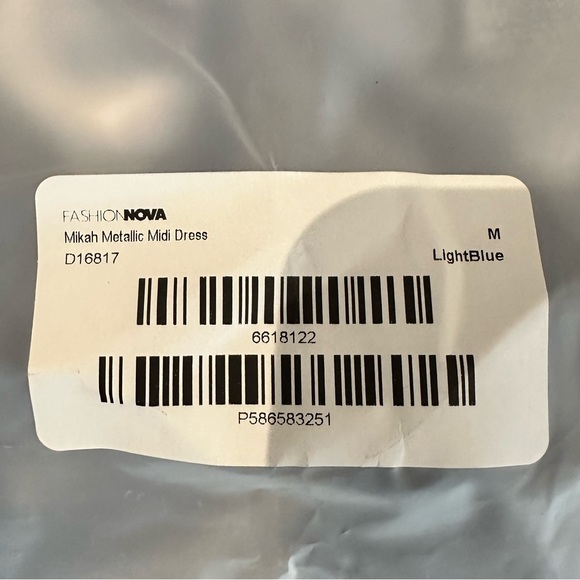 ‼️ SOLD ‼️🌟 Fashion Nova Mikah Metallic Midi Dress - Light Blue - NWT 🌟 - Picture 5 of 5